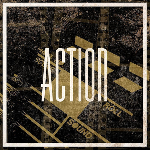 Lights Camera Action I Black Ornate Wood Framed Art Print with Double Matting by SD Graphics Studio