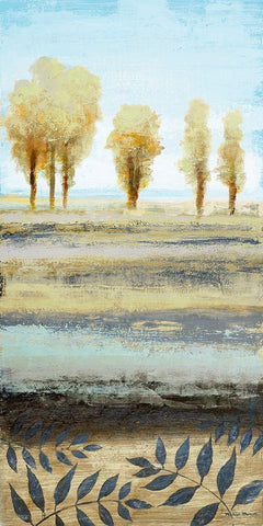 Tree line I White Modern Wood Framed Art Print with Double Matting by Marcon, Michael