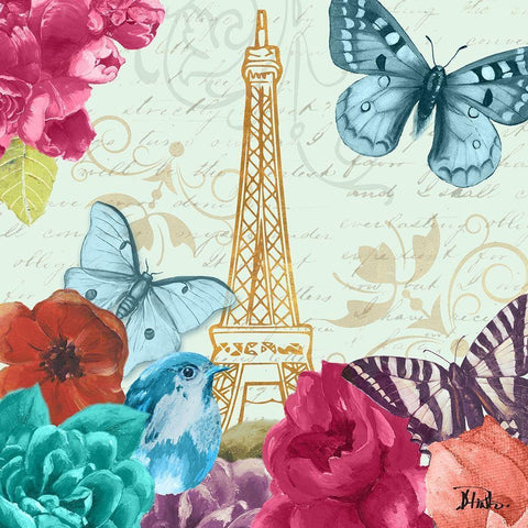 Belles Fleurs Ã  Paris I Black Modern Wood Framed Art Print with Double Matting by Pinto, Patricia