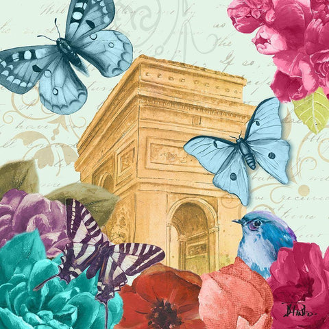 Belles Fleurs Ã  Paris II Black Modern Wood Framed Art Print with Double Matting by Pinto, Patricia