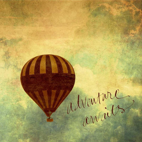 Adventure Awaits Black Ornate Wood Framed Art Print with Double Matting by Peck, Gail