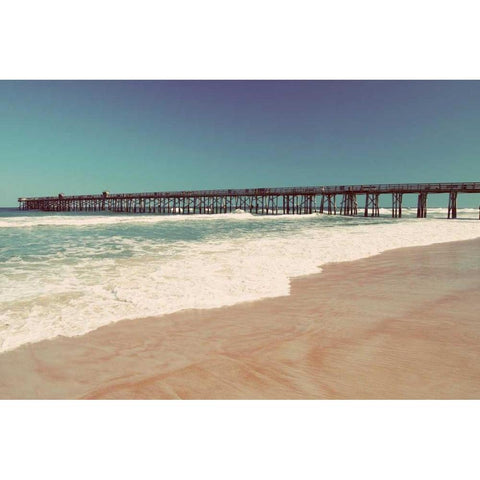 Beach Pier Black Modern Wood Framed Art Print with Double Matting by Peck, Gail