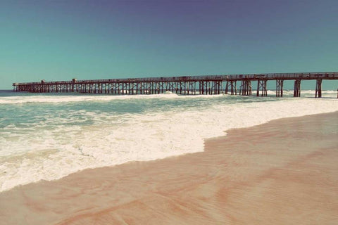 Beach Pier Black Ornate Wood Framed Art Print with Double Matting by Peck, Gail