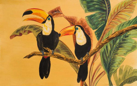 Toucans I White Modern Wood Framed Art Print with Double Matting by Baliko, Linda