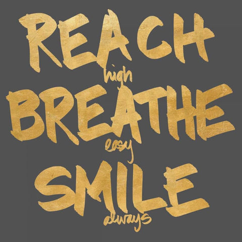 Reach Breathe Smile Border Black Modern Wood Framed Art Print by Sundance Studios