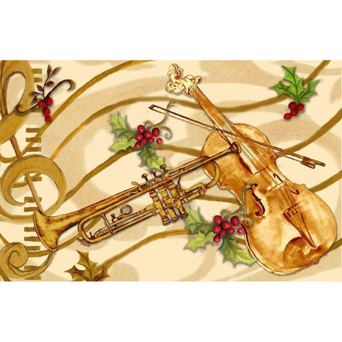 Christmas Music I Gold Ornate Wood Framed Art Print with Double Matting by Gaynor, Janice