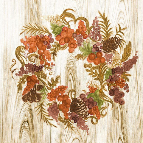 Metallic Wreath Gold Ornate Wood Framed Art Print with Double Matting by Gaynor, Janice
