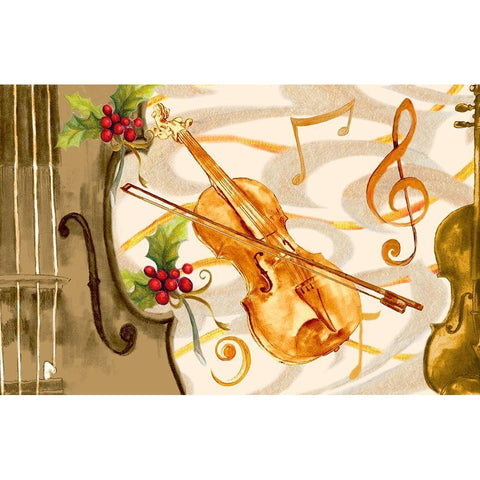 Christmas Music II Gold Ornate Wood Framed Art Print with Double Matting by Gaynor, Janice