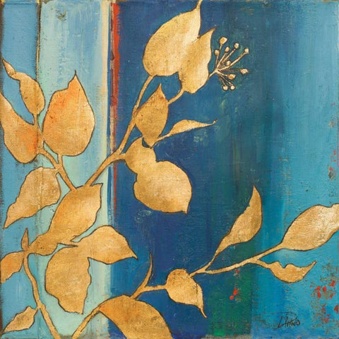 Golden Blue I White Modern Wood Framed Art Print by Pinto, Patricia