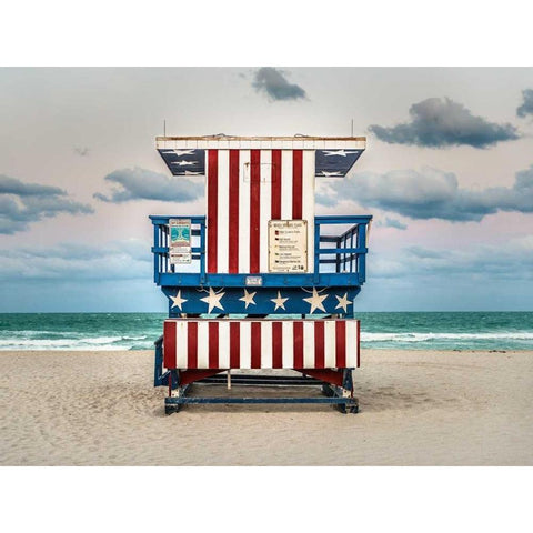 Stars and Stripes Black Modern Wood Framed Art Print with Double Matting by Lake, Shelley