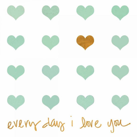 Everyday I Love You White Modern Wood Framed Art Print by Lake, Shelley