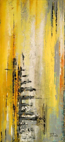 The Yellow and Silver Ones I White Modern Wood Framed Art Print with Double Matting by Pinto, Patricia