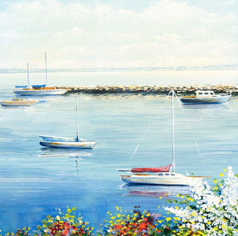 The Marina I White Modern Wood Framed Art Print with Double Matting by Nawrocke, Bruce