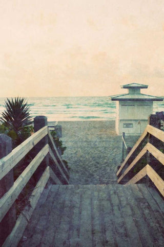Filtered Beach Photo I White Modern Wood Framed Art Print with Double Matting by Peck, Gail