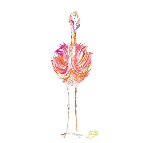 Punchy Flamingo I Gold Ornate Wood Framed Art Print with Double Matting by DeRice, Julie