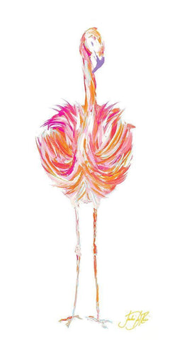 Punchy Flamingo I White Modern Wood Framed Art Print with Double Matting by DeRice, Julie