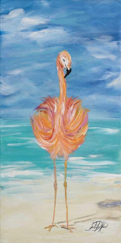 Flamingo I White Modern Wood Framed Art Print with Double Matting by DeRice, Julie