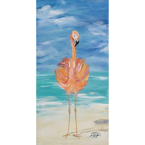 Flamingo I White Modern Wood Framed Art Print by DeRice, Julie