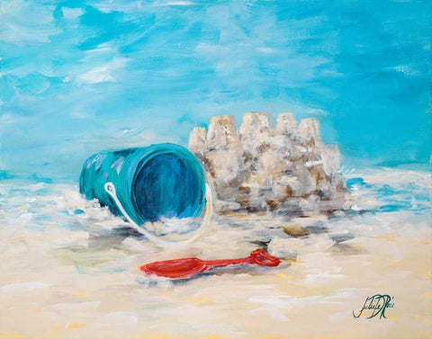 Sandcastles II White Modern Wood Framed Art Print with Double Matting by DeRice, Julie