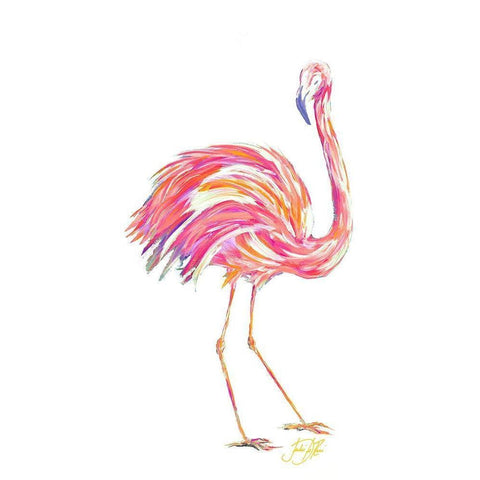 Punchy Flamingo II Black Modern Wood Framed Art Print with Double Matting by DeRice, Julie