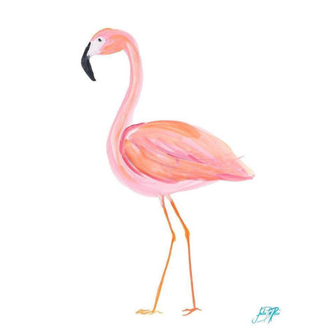 Flamingo Walk III Black Modern Wood Framed Art Print with Double Matting by DeRice, Julie
