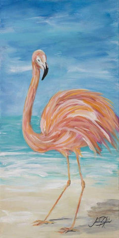 Flamingo II White Modern Wood Framed Art Print with Double Matting by DeRice, Julie