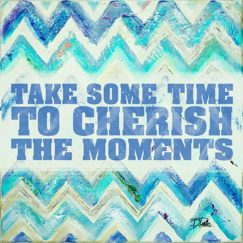 Blue Zig Zag Black Modern Wood Framed Art Print with Double Matting by Pinto, Patricia