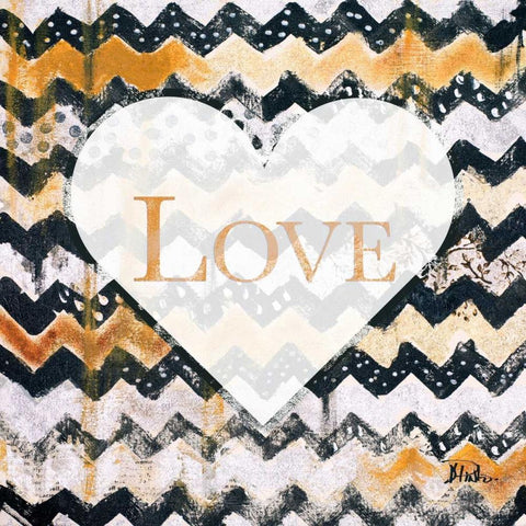 Love and Peace Square I Gold Ornate Wood Framed Art Print with Double Matting by Pinto, Patricia