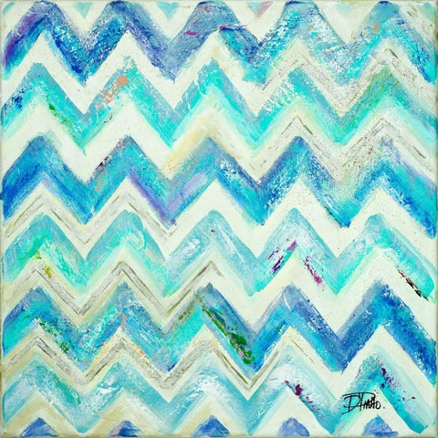 Blue Zig Zag Black Modern Wood Framed Art Print by Pinto, Patricia