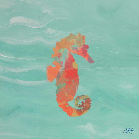 Sea Creatures on Teal III White Modern Wood Framed Art Print with Double Matting by DeRice, Julie