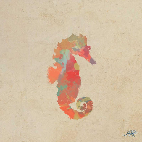 Sea Creatures on Tan III White Modern Wood Framed Art Print by DeRice, Julie