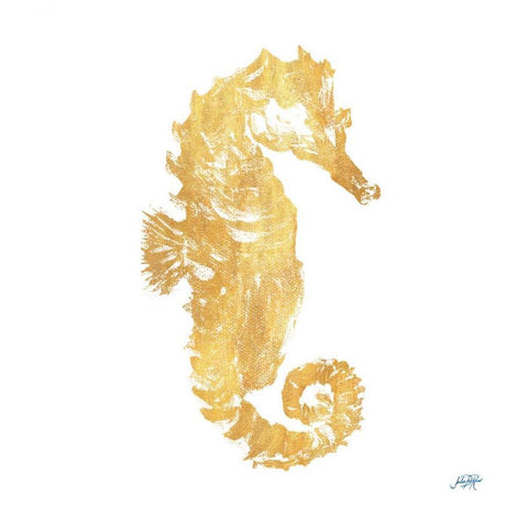 Gold Square Seahorse I Black Ornate Wood Framed Art Print with Double Matting by DeRice, Julie