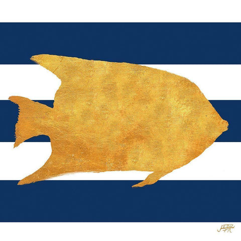 Sea Creatures on Stripes II Gold Ornate Wood Framed Art Print with Double Matting by DeRice, Julie