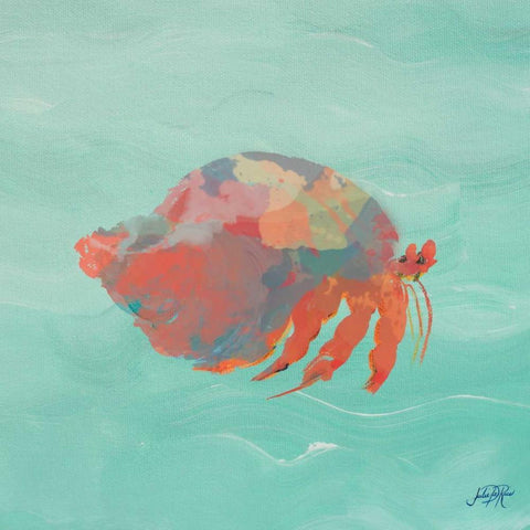 Sea Creatures on Teal II Black Modern Wood Framed Art Print with Double Matting by DeRice, Julie