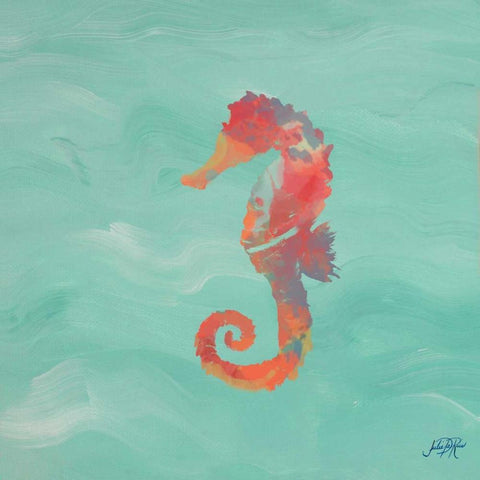 Sea Creatures on Teal IV White Modern Wood Framed Art Print with Double Matting by DeRice, Julie