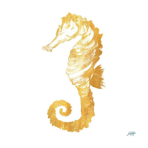 Gold Square Seahorse II White Modern Wood Framed Art Print with Double Matting by DeRice, Julie