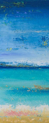 The Sea Panel I White Modern Wood Framed Art Print with Double Matting by Pinto, Patricia