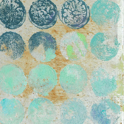 Aqua Circles II White Modern Wood Framed Art Print by Pinto, Patricia