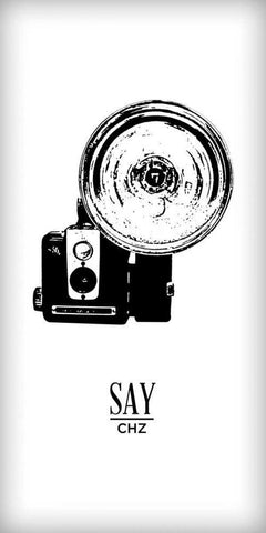 Photoshoot I (Say Chz) White Modern Wood Framed Art Print with Double Matting by Edwins, Hugo