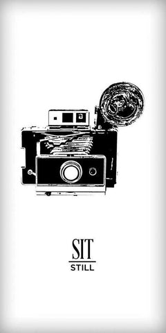 Photoshoot II  (Sit Still) White Modern Wood Framed Art Print with Double Matting by Edwins, Hugo