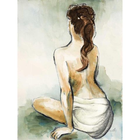 Woman Sitting II White Modern Wood Framed Art Print by Loreth, Lanie