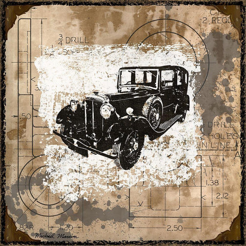 Vintage Ride I Black Ornate Wood Framed Art Print with Double Matting by Marcon, Michael