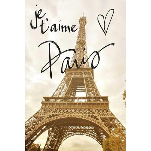 Je taime Paris Gold Ornate Wood Framed Art Print with Double Matting by Navas, Emily