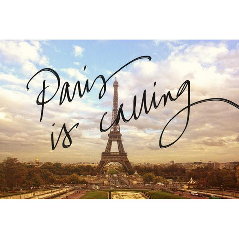 Paris is Calling Gold Ornate Wood Framed Art Print with Double Matting by Navas, Emily