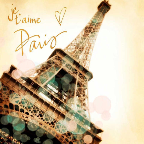 Je, taime Paris White Modern Wood Framed Art Print with Double Matting by Navas, Emily