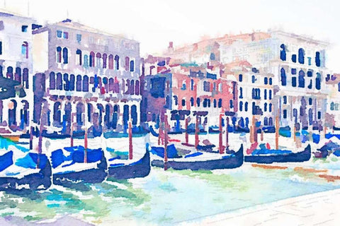 On the Grande Canal White Modern Wood Framed Art Print with Double Matting by Navas, Emily