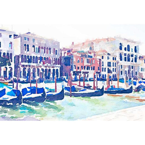 On the Grande Canal Gold Ornate Wood Framed Art Print with Double Matting by Navas, Emily