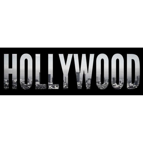 Hollywood Cityscape Black Modern Wood Framed Art Print with Double Matting by Navas, Emily