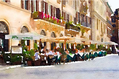 Cafe Italia White Modern Wood Framed Art Print with Double Matting by Navas, Emily
