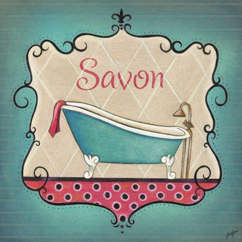 Bain and Savon II White Modern Wood Framed Art Print with Double Matting by Josefina